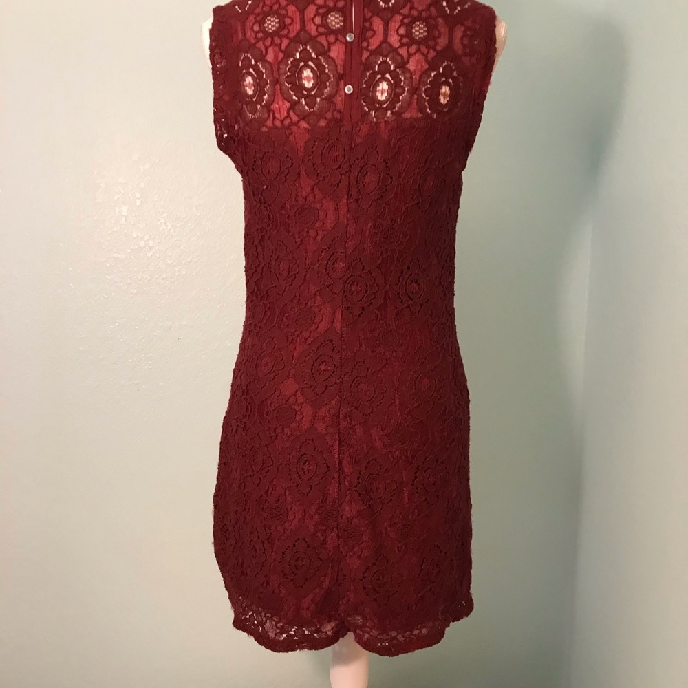 Hollister Burgundy Sheath Dress Lace Overlay - Picture 6 of 7